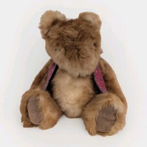 Real FUR JOINTED TEDDY BEAR Artist Signed Handmade Rare Made Of Real Rabbit Fur